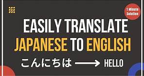 How To Translate Japanese To English From Image?
