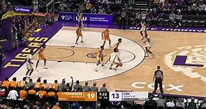 Trae Hannibal makes the one-handed layup for LSU