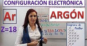 CONFIGURACIÓN ELECTRÓNICA DEL ARGÓN (Ar) Z=18 ⚛Diagrama de orbitales ⚛Dibujo del átomo de argón