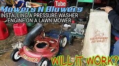 VINTAGE SNAPPER HI-VAC LAWN MOWER REPOWER PRESSURE POWER WASHER TECUMSEH ENGINE SWAP PROJECT ATTEMPT