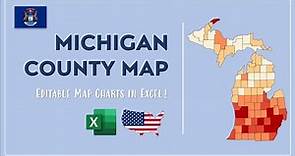 Michigan County Map in Excel - Counties List and Population Map