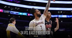 D'Angelo Russell drops 34 points & 8 assists in win vs Portland