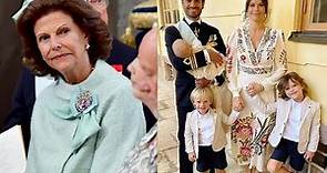 ✅La reina Silvia de Suecia orgullosa en el bautizo del hijo de Carlos Felipe y Sofía👑😍