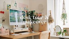 COZY DESK MAKEOVER 🌱 cute & functional desk setup