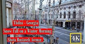 Georgia Tbilisi Shota Rustaveli Snow Fall in Winter