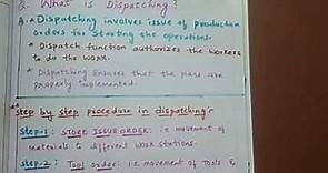 Definition of dispatching and steps in dispatching