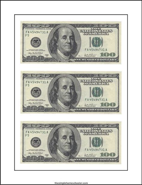 100 Dollar Bills Printable