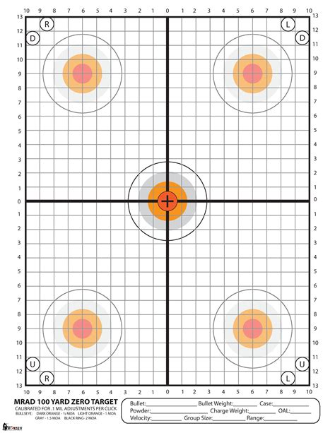 100 Yard Zero Target Printable