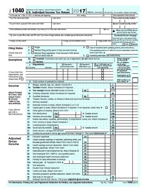 1040 Form 2017 Printable