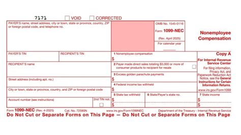 1099 Nec Template For Preprinted Forms