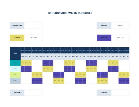 12 Hour Work Schedule Template
