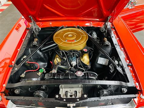 Close-up of a 1965 Ford Mustang V8 engine