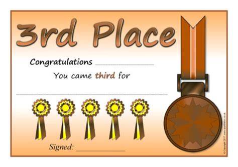 1st 2nd 3rd Place Certificates Printable