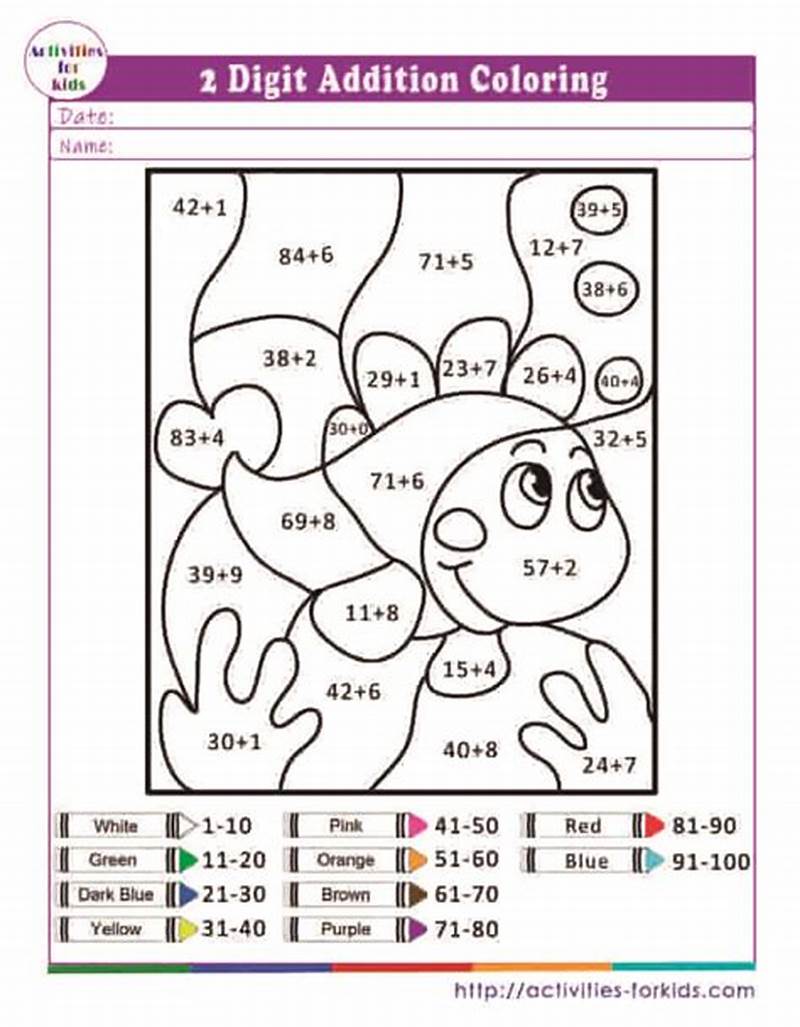 2 Digit Addition Coloring