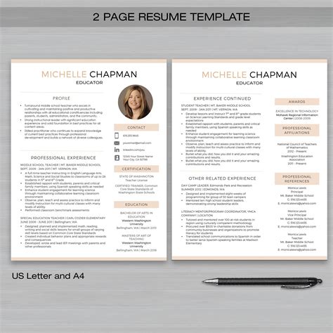 2 Page Resume Template Word