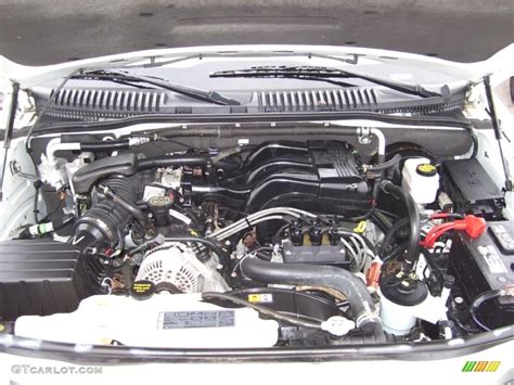 Close-up of the engine bay of a 2008 Ford Explorer Eddie Bauer, highlighting its V8 engine option.