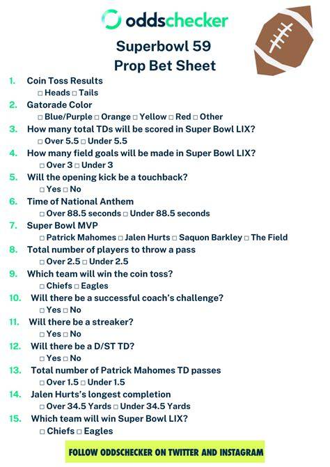 2019 Printable Super Bowl Prop Bets Updates