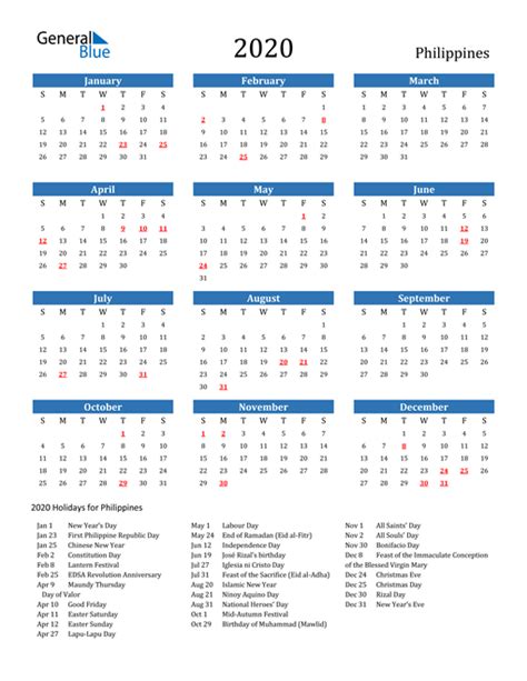Calendar Philippine