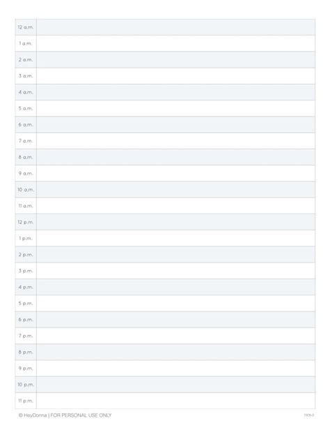 24 Hour Daily Calendar Printable