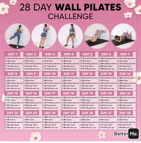 28 Day Pilates Challenge Chart