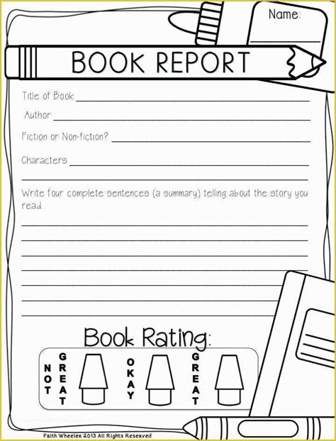 2nd Grade Book Report Template