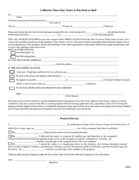 3 Day Pay Or Quit Form Prin Printables