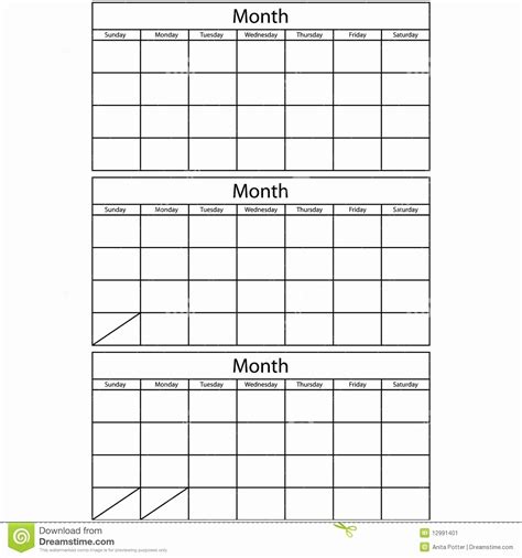 3 Month Blank Calendar Printable