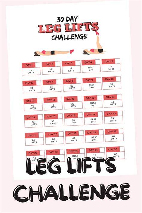 30 Day Leg Raise Challenge Printable Calendar