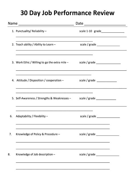 30 Day Review Template