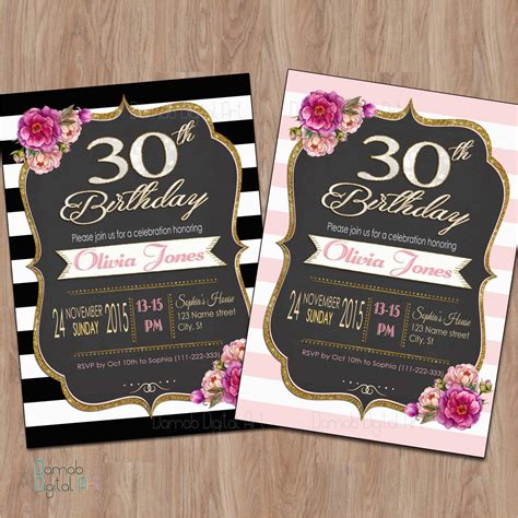 30th Invitation Templates