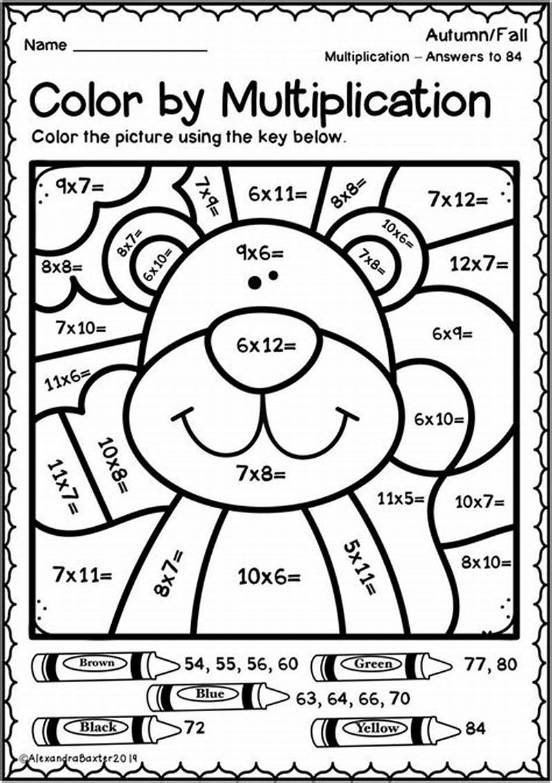 3rd Grade Math Coloring Sheet Multiplication