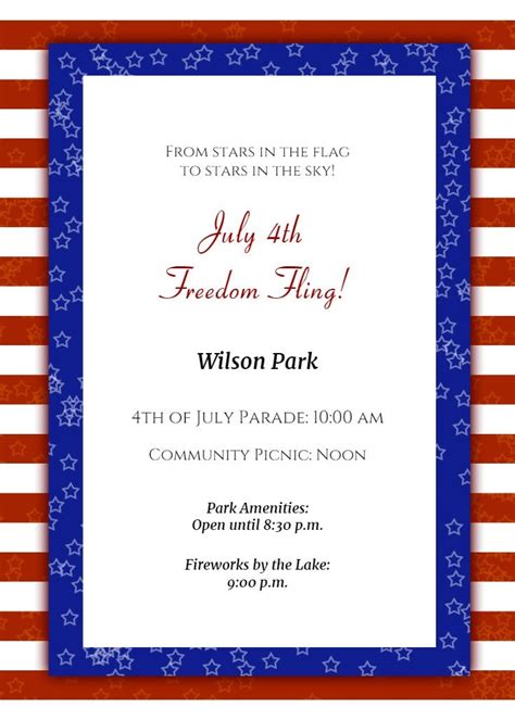 4th Of July Invitation Templates Free