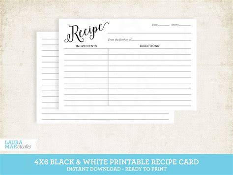 4x6 Recipe Card Template Word