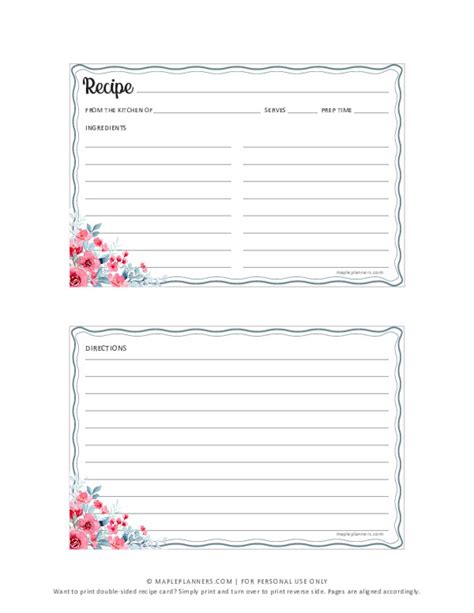 4x6 Recipe Cards Templates Word