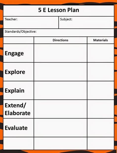 5 E Lesson Plan Template