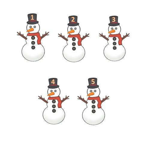 5 Little Snowmen Standing In A Row Printable
