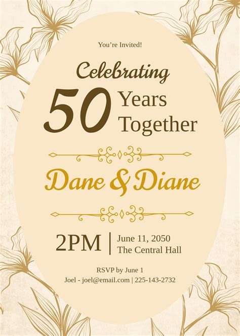 50th Anniversary Party Invitations Templates