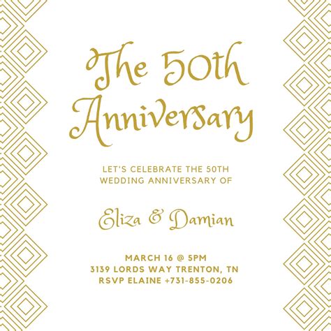 50th Wedding Anniversary Invitations Templates