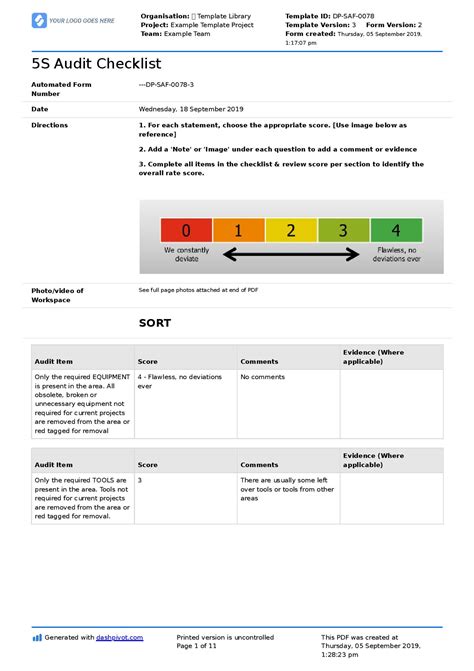 5s Audit Template