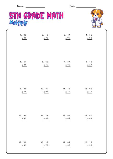 5th Grade Math Printables