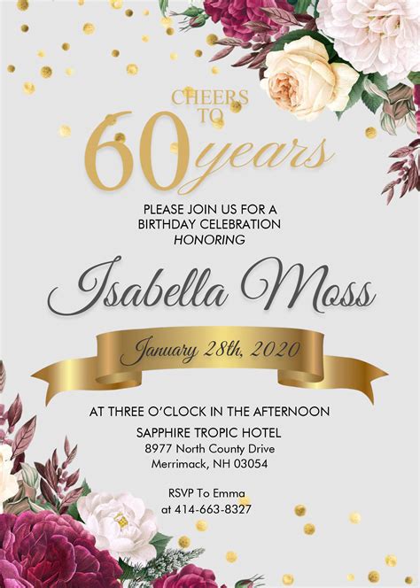60th Birthday Invitation Templates
