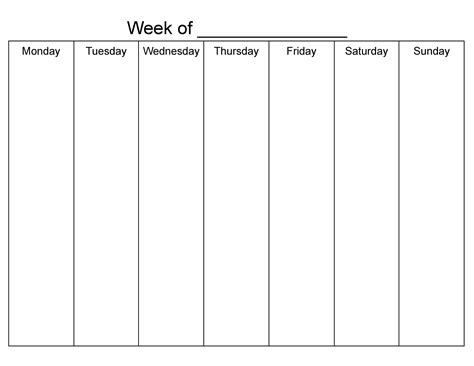 7 Day Printable Calendar