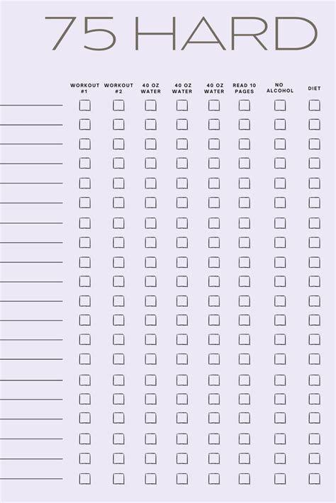 75 Hard Checklist Template