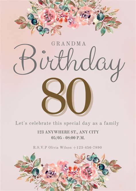 80th Birthday Invitation Wording Templates