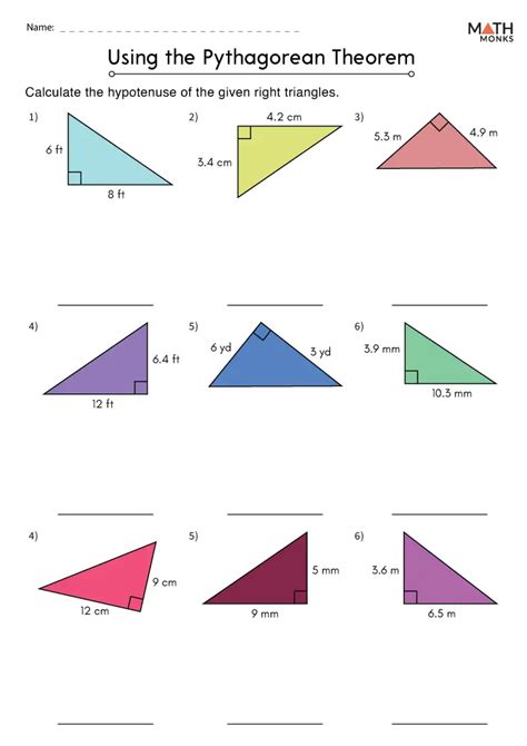 8th Grade Pythagorean Theorem Worksheet Printable With Answers