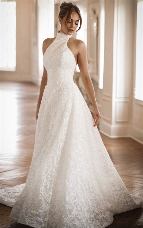 A-Line halter neck wedding dresses