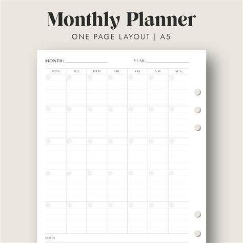A5 Monthly Planner Printable Free