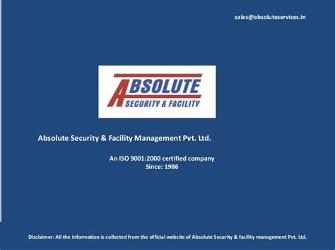 ABSOLUTE SECURITY AND FACILITY MANAGEMENT PVT LTD