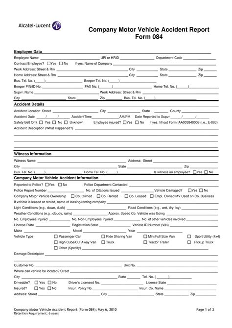 Accident Report Form Templates
