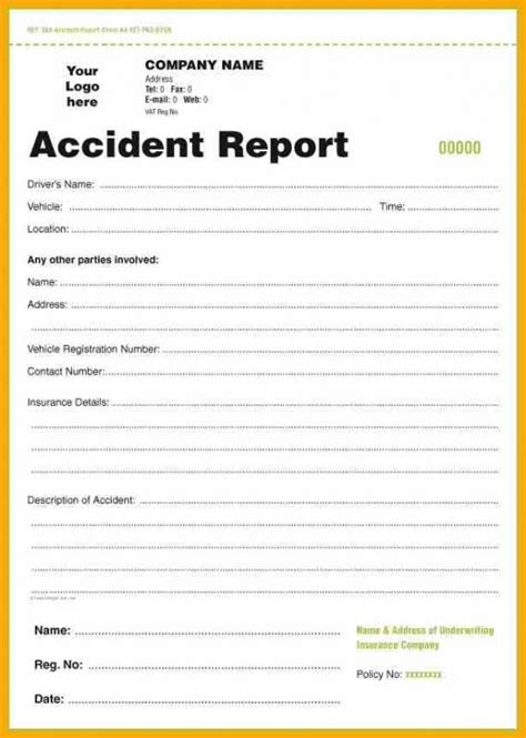 Accident Report Sheet Template